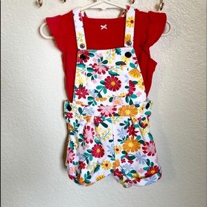 Floral print baby overalls